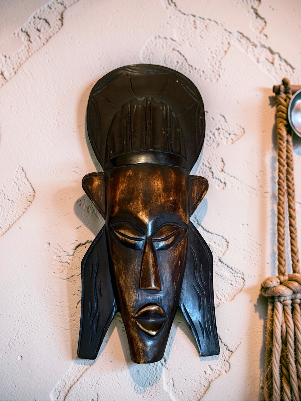 Hand Carved Wooden African Tribal Mask VTG